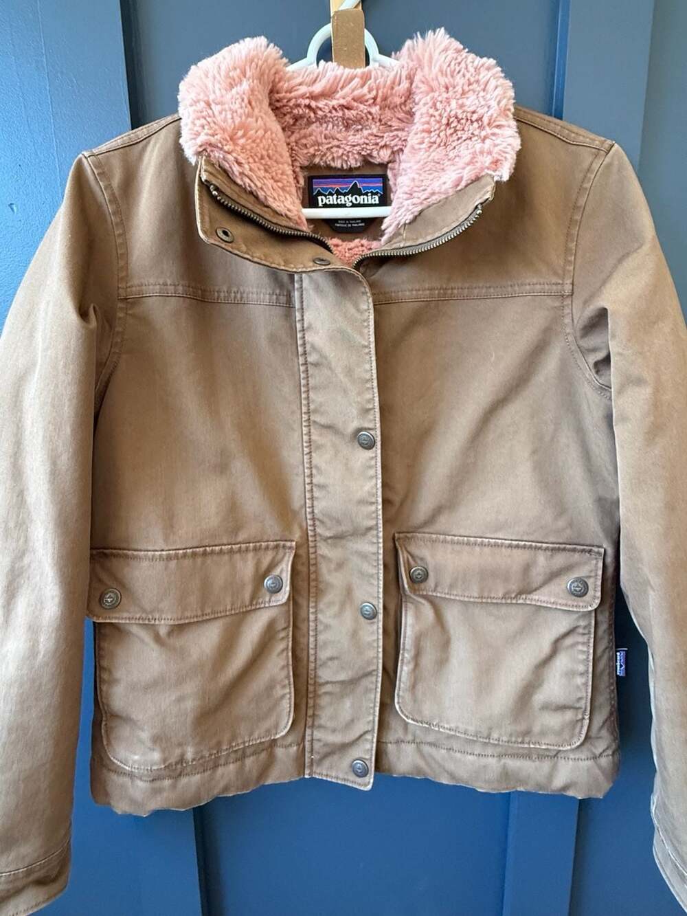 Patagonia Women's Maple Grove Canvas Jacket Brown with Pink Fleece Collar - Picture 3 of 7